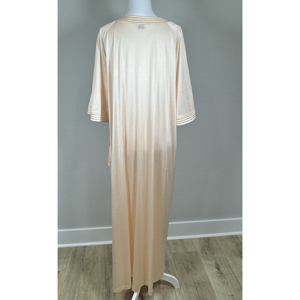 Vintage Vanity Fair Peach Nylon Zip Front House Coat Robe Lounge Dress Size L - Picture 2 of 13